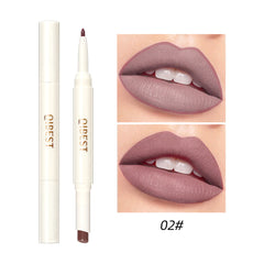 QIBEST Rotante dual Tip Lipstick Lip Lip Lip Liping Matte Nourishing Matte No-Fading Non-Stick Single Lipstick Makeup