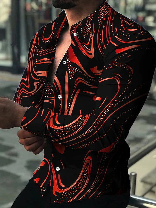 Lussuosa camicia da uomo viola a fila singola con tipo di colletto e stampa digitale