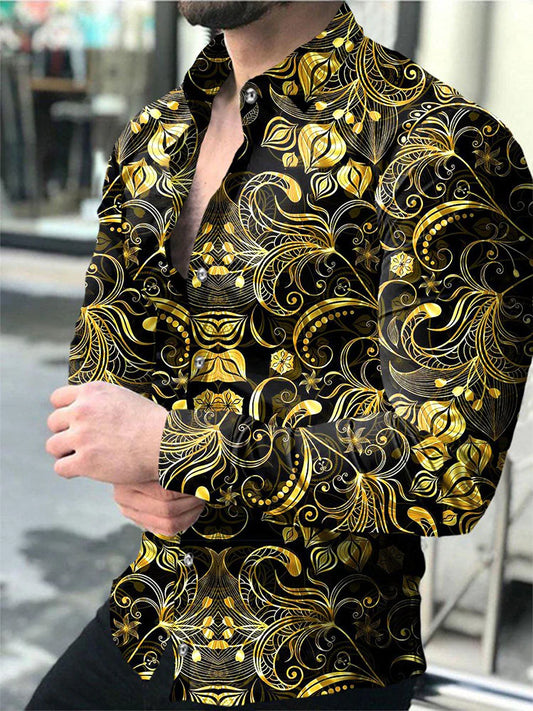 Lussuosa camicia da uomo viola a fila singola con tipo di colletto e stampa digitale