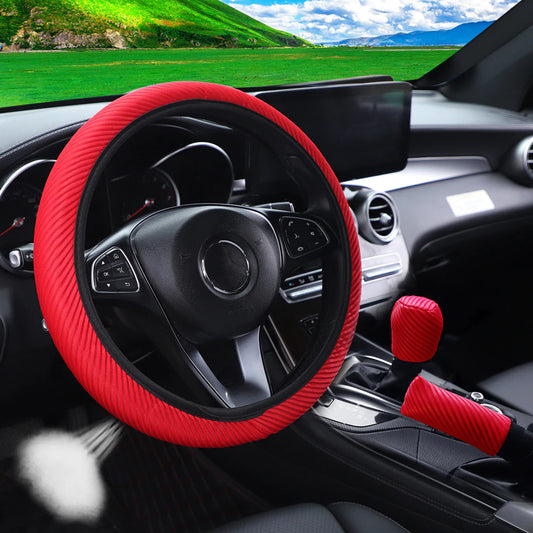 Tessuto in maglia a strisce assorbenti sudore nuovo elastico coperchio ruota del volante per auto senza anello interno