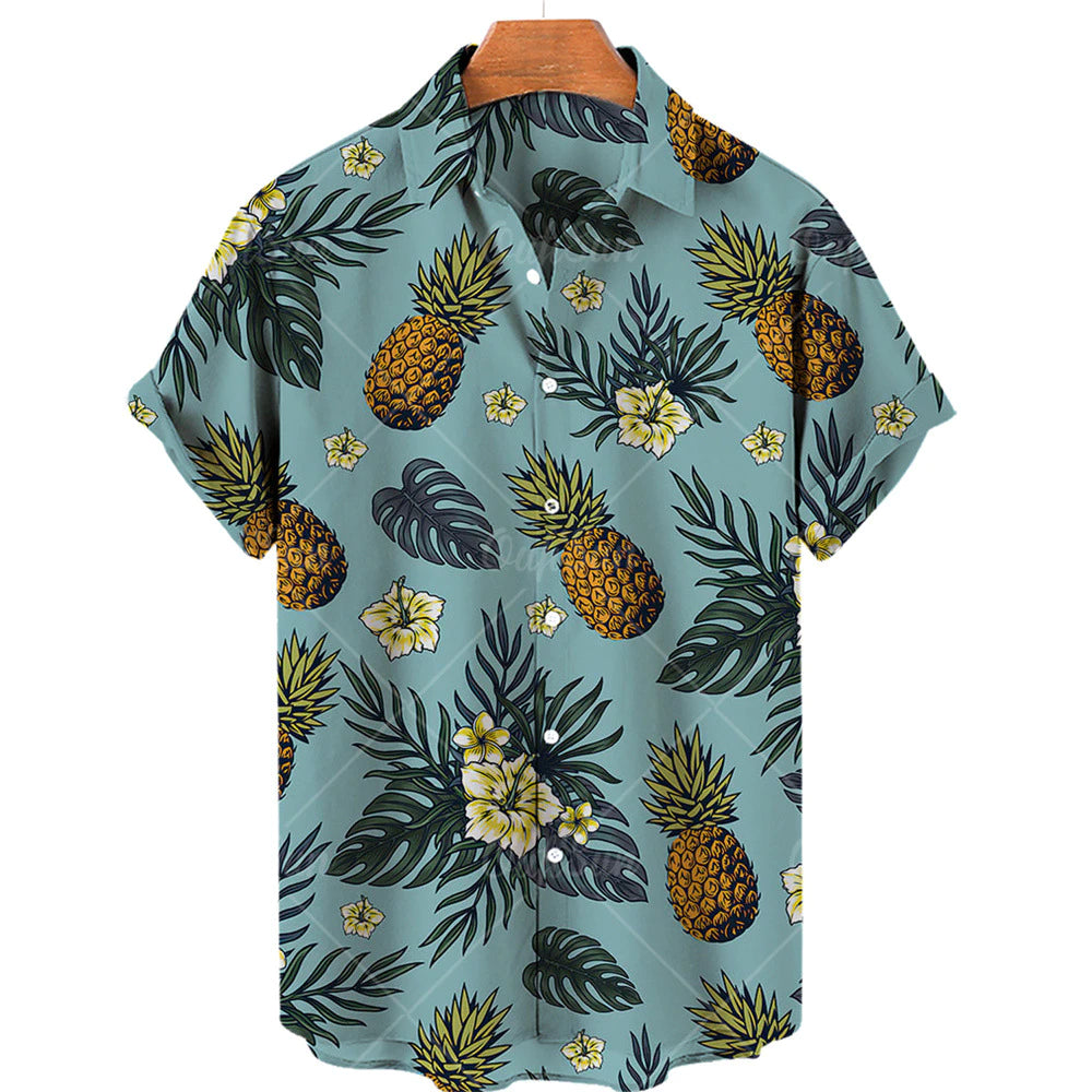 Herren 3D Digital Fruchtdruck Kurzarm Shirt Herren Hawaiian Shirt Sommer Heißer Stil Plus Größe