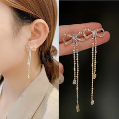 Fashion Jewelry Hypoallergenic Stainless Steel Earrings Female Long Tassel Earrings Wild Temperament Sweet Earrings