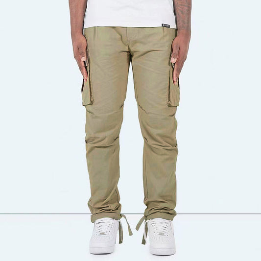 Elastic waistband flap pocket cargo pants