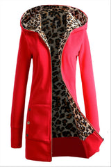 Mit Kapuzenverdickung von Leoparden-Druck-Pullover mit Velvet Plus Size-Jacke.