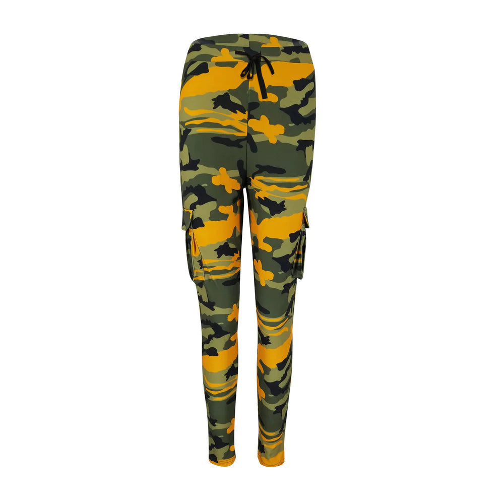 NEW Women High Waist Camouflage Joggers Trousers Ladies Casual Camo Cargo Pants Female Casual Polyester Elastic Pants