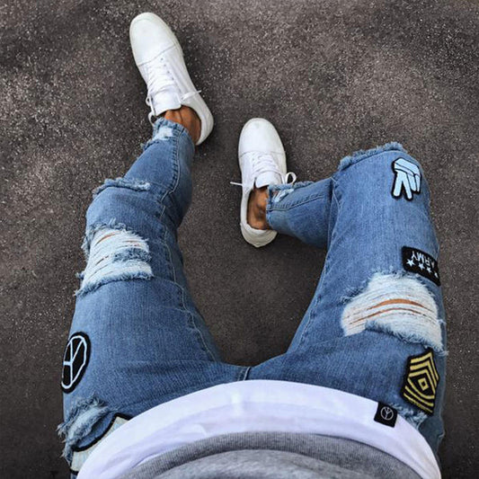 Jeans flacos cónicos de moda de moda de moda para hombres