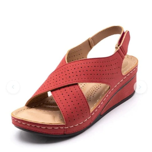 Modne sandały damskie Summer Nowe kliny w stylu retro na rzepy kobiety swobodne sandały na zewnątrz plażę wygodne buty na otwartym palcach