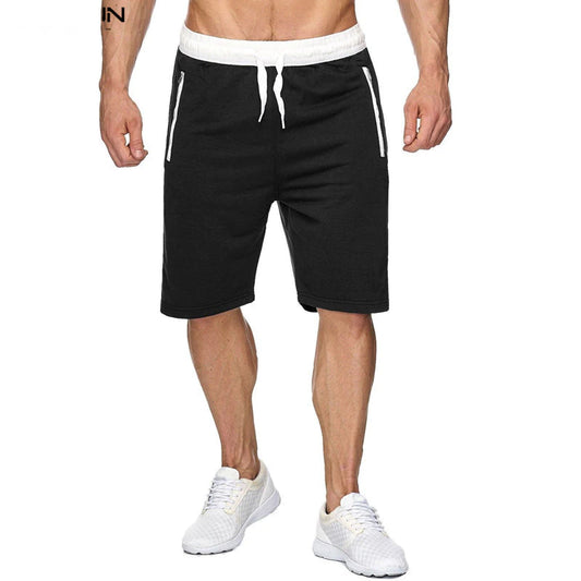 Cortos cortos activos para hombres Entrenamiento de entrenamiento de gimnasio Atlética Jogger Gym Pantalones atléticos con bolsillo con cremallera