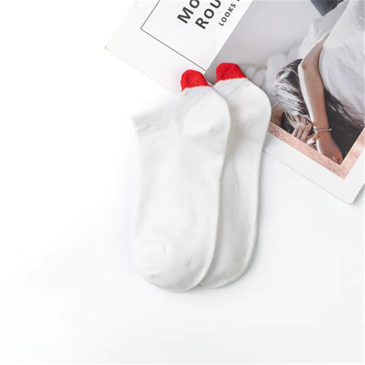 6 parejas calcetines harajuku algodón de algodón calcetines calcetines de corazón blanco calcetines lindos estudiantes cómodos calcetines cortos