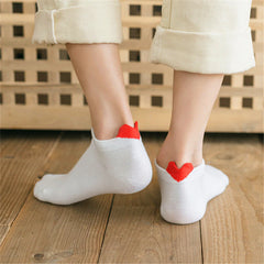 6 paires chaussettes féminines harajuku femelles chaussettes de cheville coton chaussettes de coeur blanc mignonnes filles confortables chaussettes décontractées chaussettes