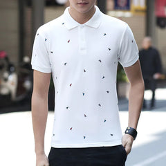 Hommes polo chemises imprimées hommes à manches courtes à manches courtes à manches courtes coréennes de style coréen.
