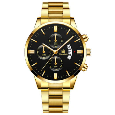 Men Luxury Business Watches Band de acero inoxidable Analógico Quartz Wallwatch Masculino Hombre Reloj