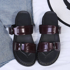 Modische Sandalen mit Frauen mit dicker Locker mit Gürtelschnalle, lässige Plus-Größe Strandschuhe