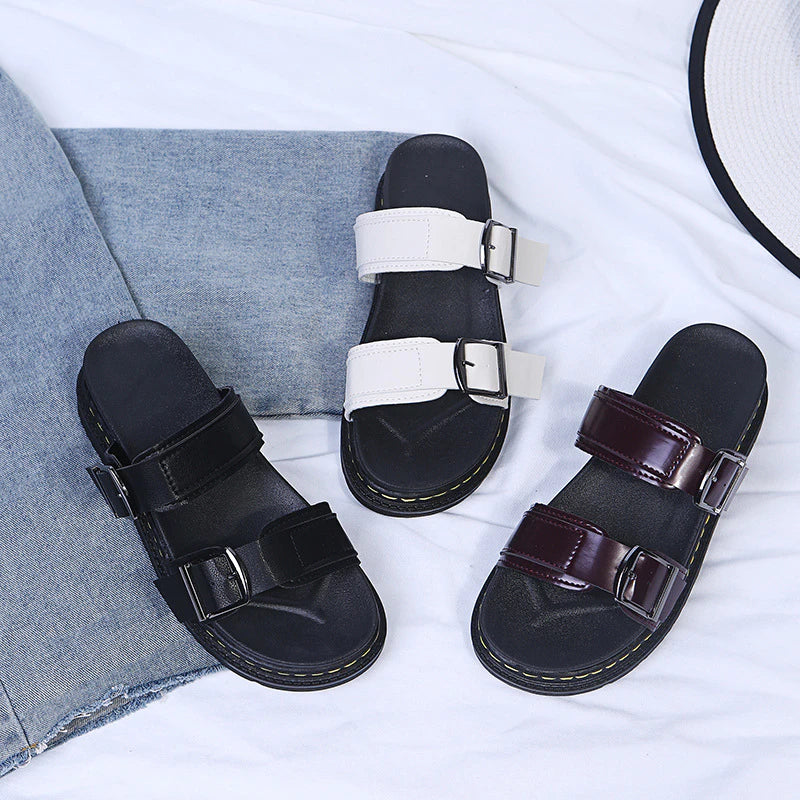 Modische Sandalen mit Frauen mit dicker Locker mit Gürtelschnalle, lässige Plus-Größe Strandschuhe
