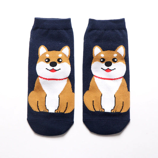 Printemps automne mode mignon animaux mignons coton chaussettes courtes chien kawaii bull terrier beagle japonais occasionnel happy drôle chaussettes