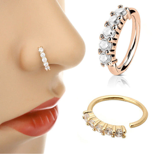 1 szt. Pierścień przeszywający Expander płynny segment ucha nos obręczy złoty kolor cz tragus colding nozdrza biżuteria do ciała
