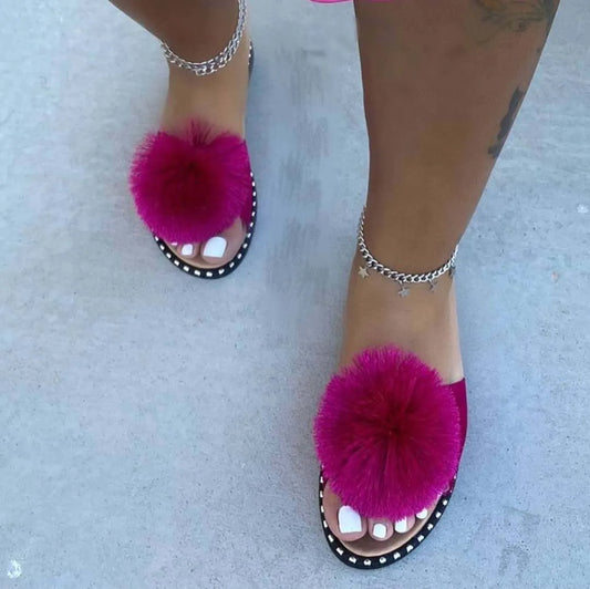Masowe sandały Sandały Letnie kapcie bez pośpielanej buty plażowe płaskie przed damską pantoflem Purple UK 5.5