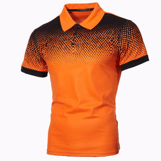 Camisa de polo para hombres con instalación de solapa y gradiente de impresión