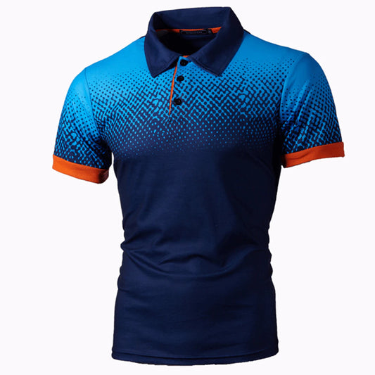 Men's Polo Shirt with Lapel Fitting and Print Gradient