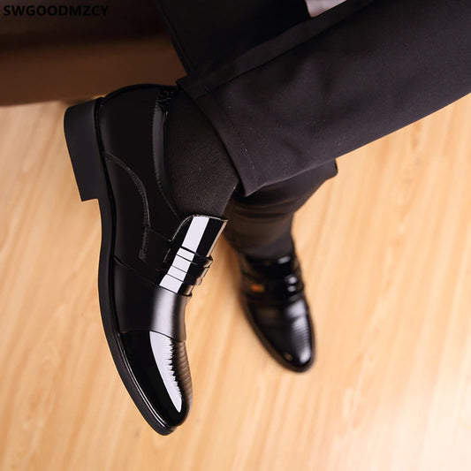 Cuir lumineux Soft Bottom Anti-Slip Casual Black Formal Shoes