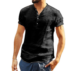Camisa de lino de algodón de algodón para hombres Camisas de verano de manga corta para hombres - Ping