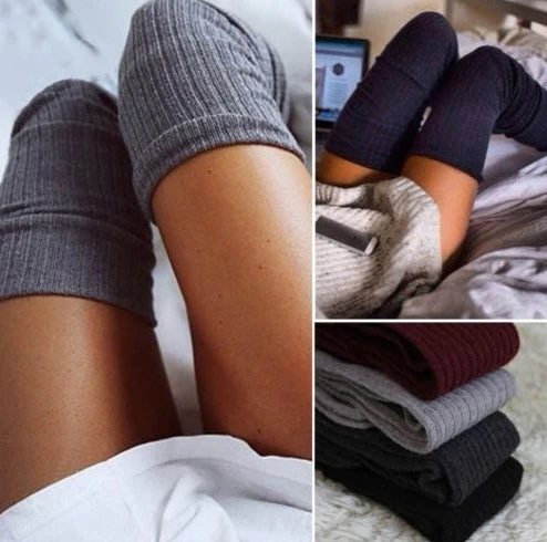 Chaussettes de genou en coton d'hiver pour femmes