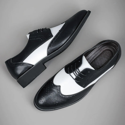 Venta caliente zapatos formales para hombres zapatos de oficina negros marca masculina brogue brogue Boda de la boda del techo puntiagudo zapato de cuero zapato de cuero