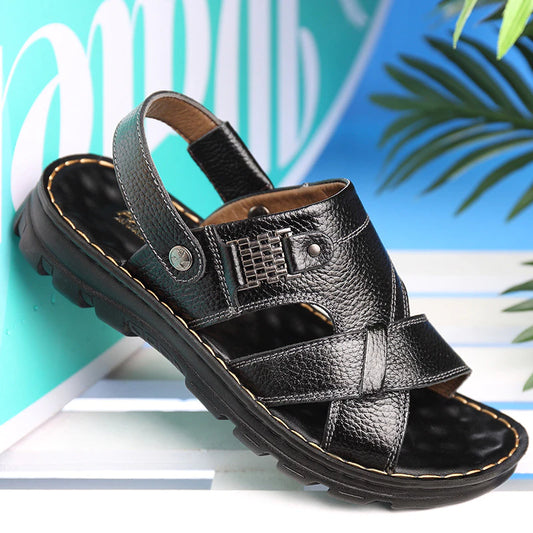 Nuevas capas para hombres zapatos de piel de vaca de la playa moda zapatos casuales livianos y cómodos sandalias no deslizantes sandalias de verano hombres