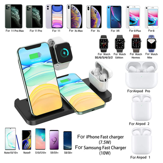15W Fast Qi Wireless Charger Stand pour iPhone 12 11 xs xr x 8 3 IN 1 Station de quai de charge pour Apple Watch 6 5 4 3 2 Airpods Pro