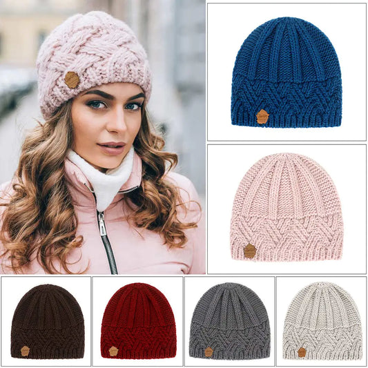 Herbst Winter Beanie Hut für Frauen europäische amerikanische Retro -Hüte Diamantgitter dicke Nadelgestricke Hut Männer Frauen Schädel Kappen