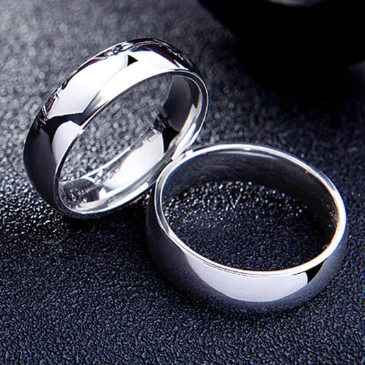 316 anillo de acero de titanio 2 mm 4 mm 6 mm anillo brillante de titanio de acero pareja joyería de mano