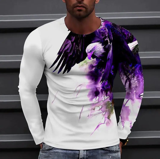 Męskie T-shirt z długim rękawem w dużych rozmiarach 3D Digital Print Fashion Trend