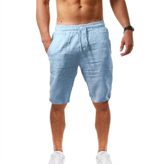 Shorts en lin pour hommes décontractés classiques ajustés de taille élastique en intérieur de 11 pouces
