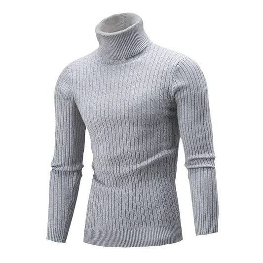 Suéter de cuello alto de fondo sólido para hombres