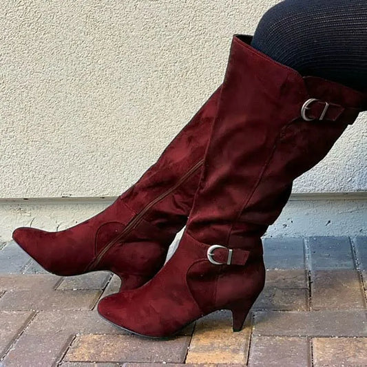 Mujeres de talla grande y cómoda versátil versátil Anti-slip Wear Resistant Botthip Flat Commuting Long Long Boots Long