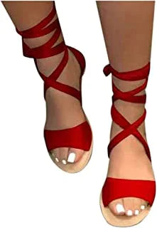 Tacos planos de verano zapatos femeninos sandalias de corbata de vendaje