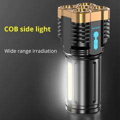 5 LED Taschenlampe Hochleistungsladierbare wasserdichte LED-Langstrecken-Spotlight-Batterie-Display Kobh leuchtend Outdoor-Multifunktion