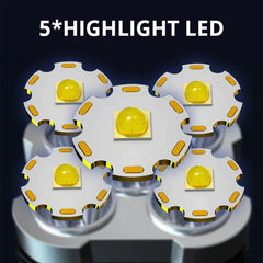 5 LED torcia ad alta potenza ricaricabile ricaricabile a LED impermeabile a lungo raggio Display CoB Multifunzione esterna leggera