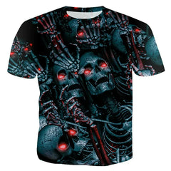 Herren Halloween Sommer Schlanker Skelett Druck kurzärmelig stilvolles T-Shirt