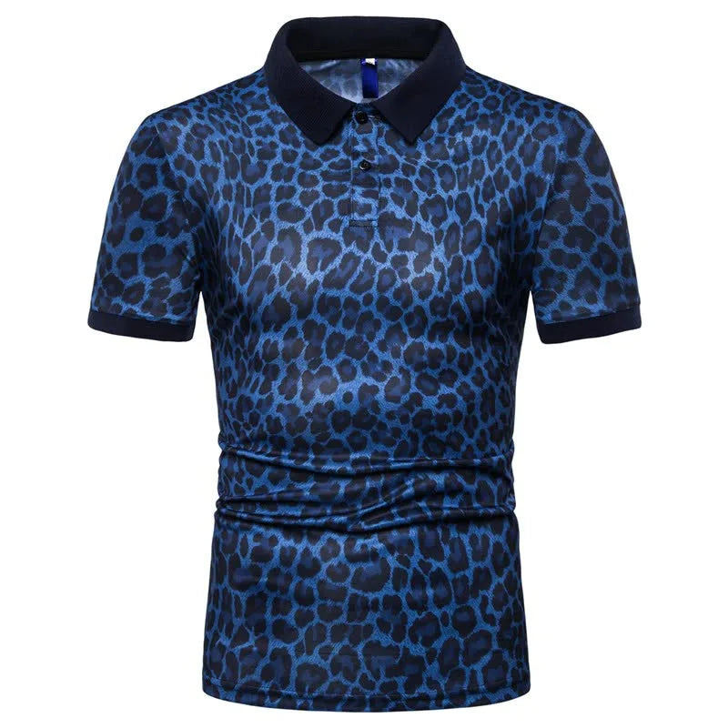 Herren lässig Mode Plus Size Trendy Printing Elastic Revers T -Shirt Kurzarm Poloshirt