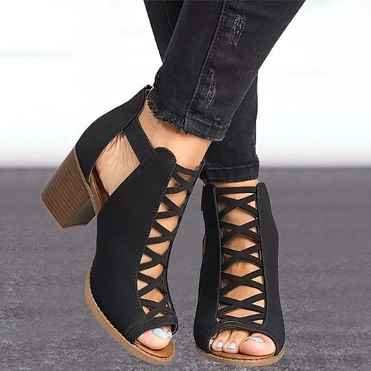 Zapatos de sandalias de tacón de tacón altas de verano de moda