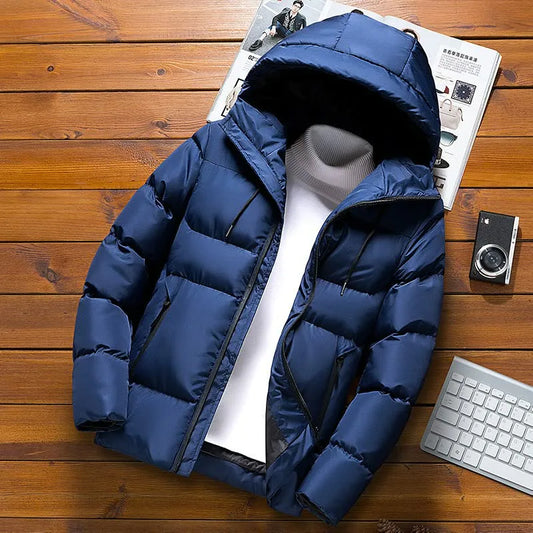 Przystojny zimowy zimowy wszechstronny i modny bawełniany płaszcz