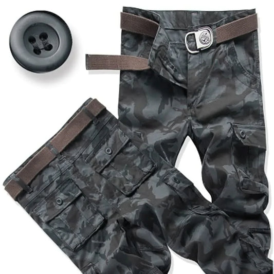 Pantalon de salopettes multi-poche en coton lâche pour hommes
