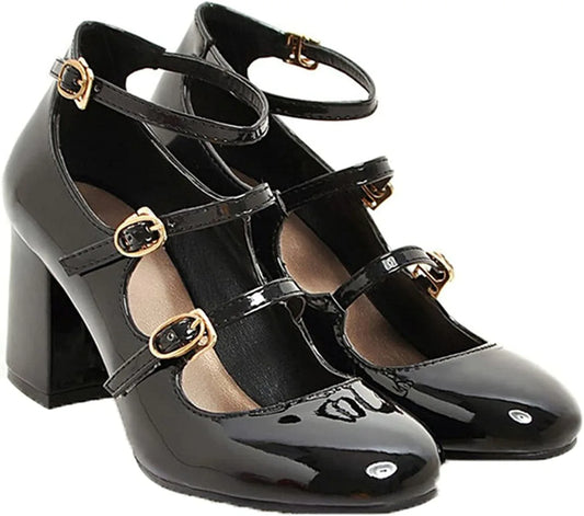 Zapatos de cuero para mujeres sin deslizamiento Jane con elegantes zapatos de plataforma duradera de color sólido de cuero sólido