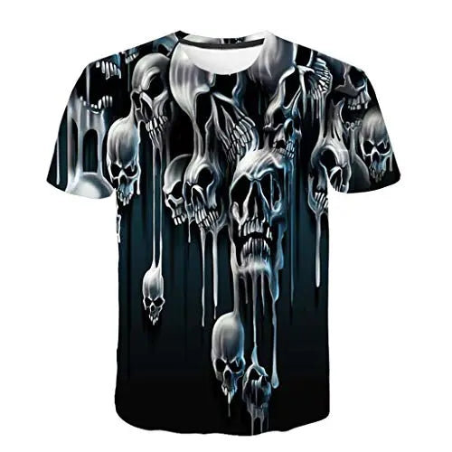 3D Designed Shirts Crew Neck Print Tee for Men Skull Print Shirt Vintage Print Comfy Blouse Novelty