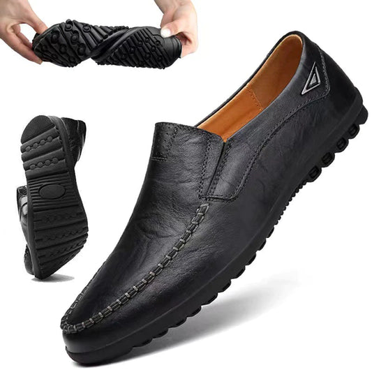 Herrenleder-Laobers Sommer atmungsaktuelle Schuhe Plus Size Locker Cowhide Slip-on-Schuhe