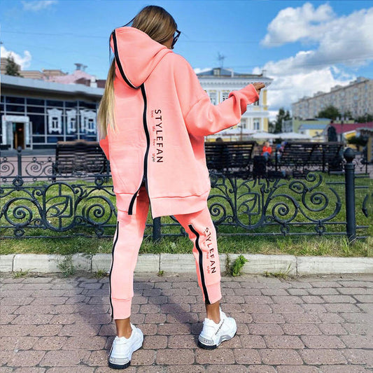 Damen -Sweatsuit mit Reißverschluss und langen Hoodies Set