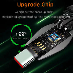 7A USB Typ C Kabel 66W für Huawei P40 Pro für Ehren 50 Pro Fast Ladedraht USB-C-Ladegerät für Samsung S22 Xiaomi Oppo