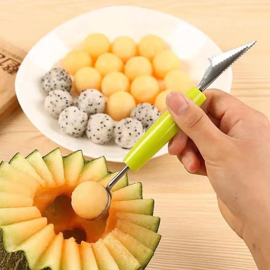 Fruit Digging baller pastèque creuse à balle cuillère à double tête en acier inoxydable couteau à couteau fruit plaque de sculpture de fruits