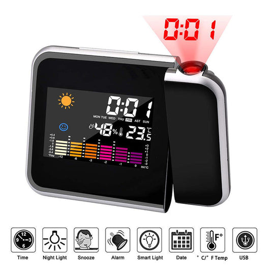 8190 Zegar projekcyjny LED Prognoza pogody zegar z kolorowym ekranem leniwym elektronicznym kalendarzem kalendarza pogodowego budzika alarmowa projekcja
